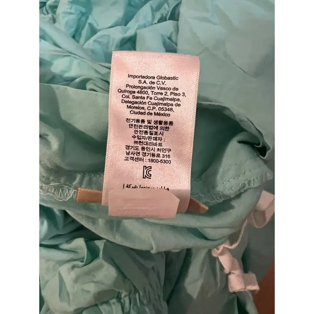 Pottery Barn Teen Ruched Rosette Duvet Cover Teal 100% Organic Cotton Twin